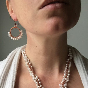 Pearl and Copper Earrings. Handmade by me!